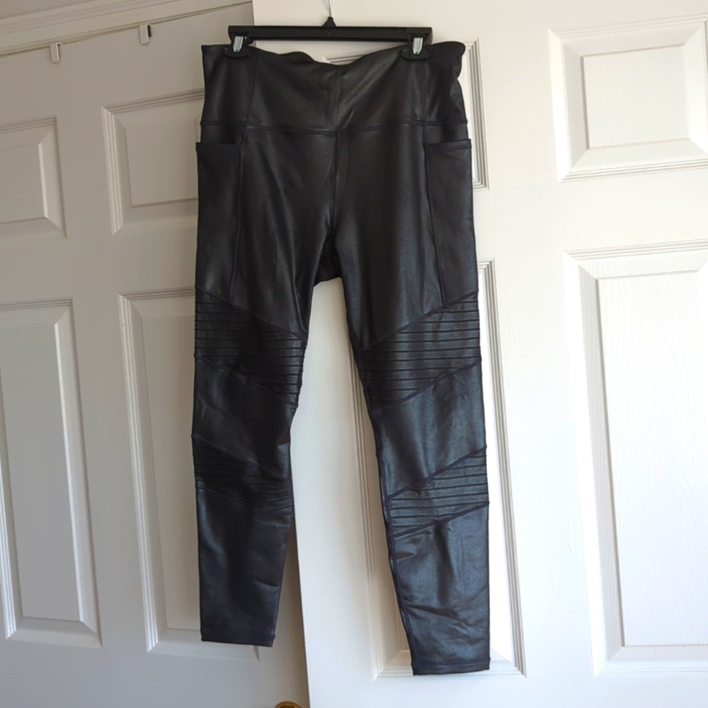 Athleta shimmer Elation moto tights L